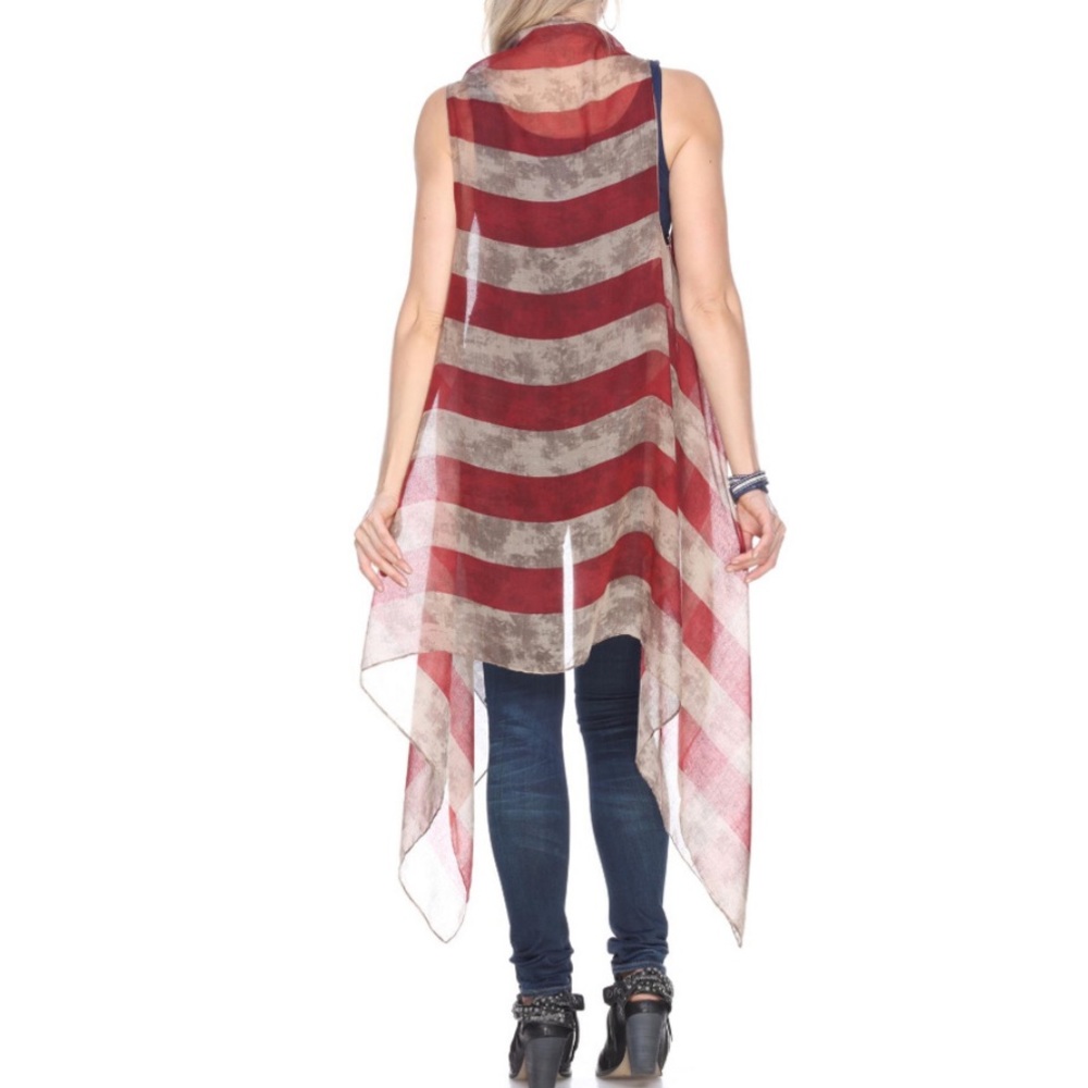 🆕 Stars and Stripes Sheer Vest - Picture 2 of 4